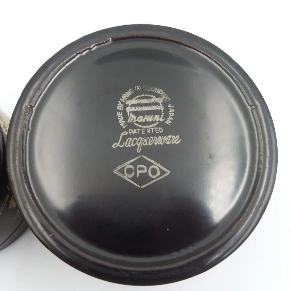 Vintage Maruni Lacquerware Set 2‎ Canisters 3 Bowls Floral Design Occupied Japan